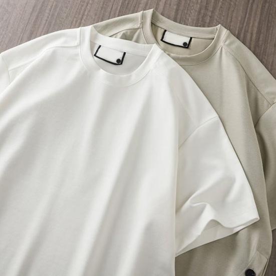 Men T-shirt Round Neck Short Sleeve Casual Tops with Buttoned Hem Soft Lightweight Pullover Tops Home Gym Street Wear