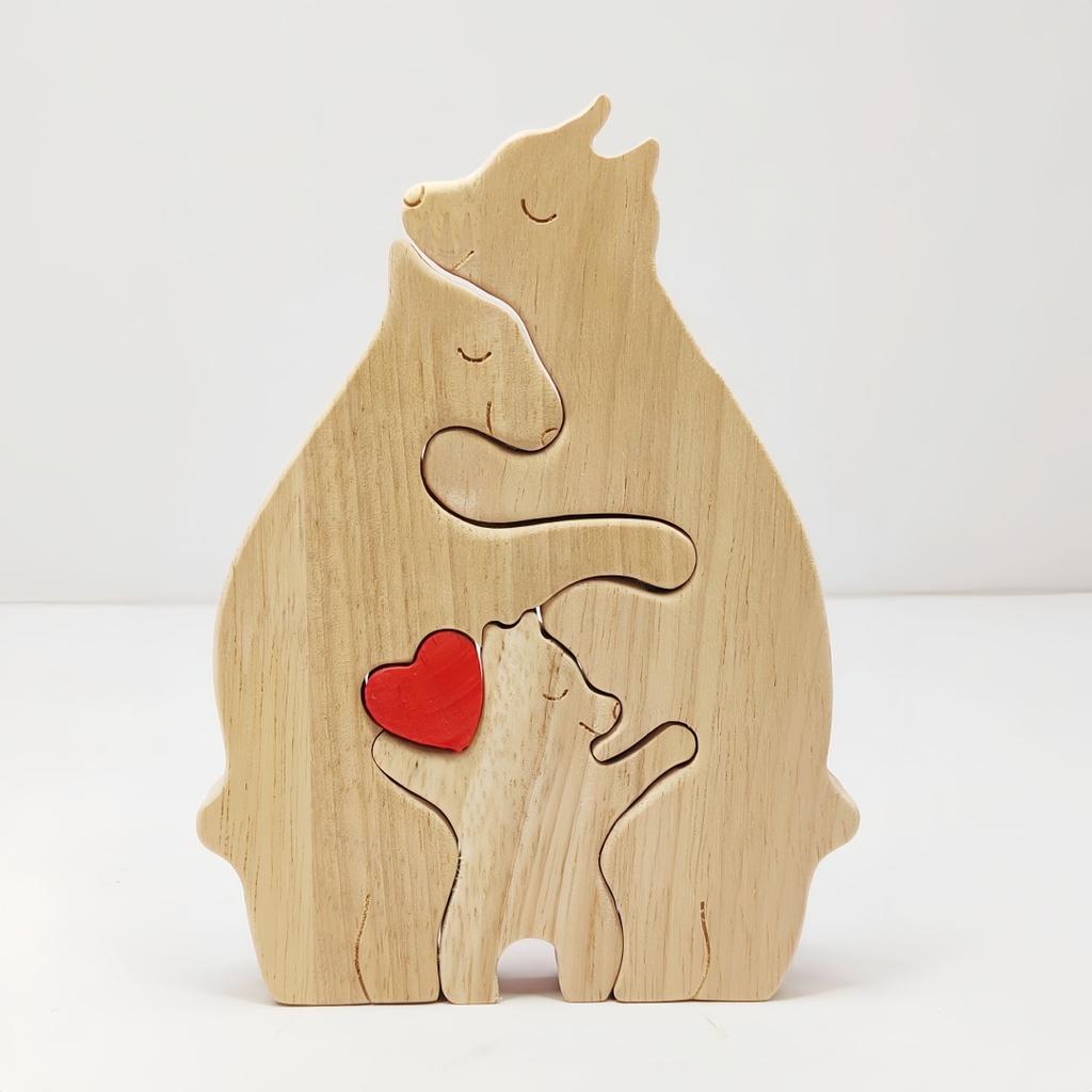 Kreatives Holzpuzzle Kind Mutter Bär Massivholz Bär Umarmungsset für Schlafzimmer Handwerk Dekoration Zuhause Jigsaw Ornament Figuren