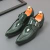 Casual Leather Shoes High-end Leather Lacquered Soft Leather Glossy British Style Buckle Pointed Lazy Shoes
