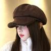 Melard Women's Brown Suede British Beret - Winter Retro Newsboy Cap, Face-Slimming & Stylish