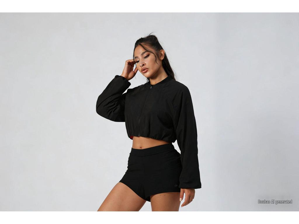 Transgraniczny Kardigan ALO z Kołnierzem Stojącym Ochrona Przeciw Słońcu Dwustronne Spodnie Sukienka Zestaw do Jogi