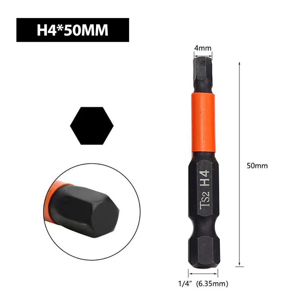 50mm Screwdriver Bit Hex Head Wrench Drill Bit Set Impact Driver Magnetic Screwdriver Drill Bits H1.5 H2.0 H2.5 H3 H4 H5 H6