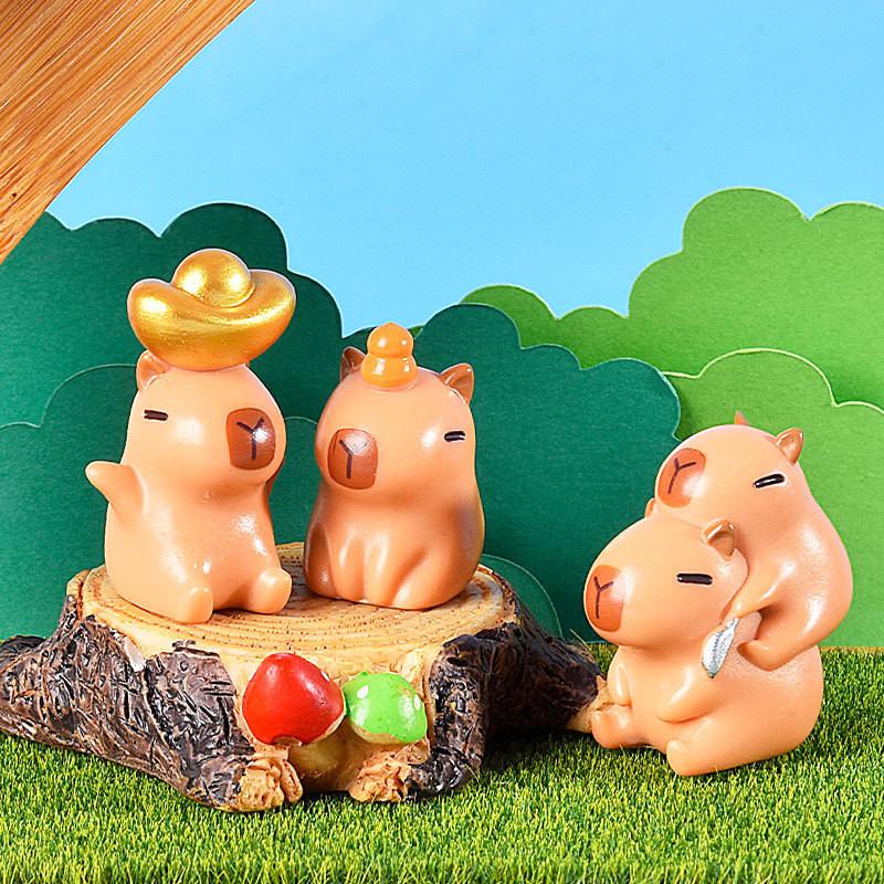 Adorable Capybara Figurine Resin Blind Box Desktop Decor Cartoon Style