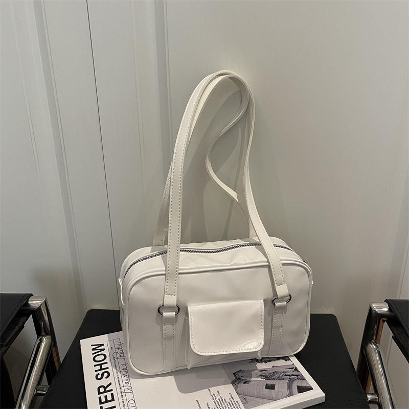 Vintage college style bowling bag new niche high-end sense versatile shoulder handbag