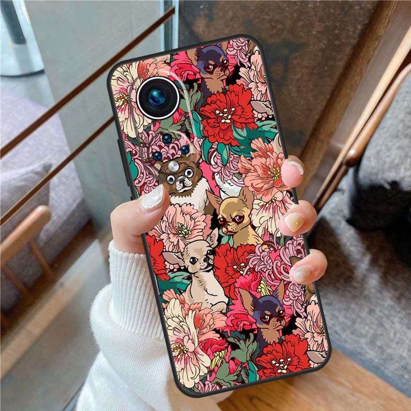 Chihuahua Face Floral Dog Case For Honor 90 70 50 Lite Magic 5 Pro Cover For Honor X8 X9 X7 X8a X9a X7a X6a X9b 9X 8X