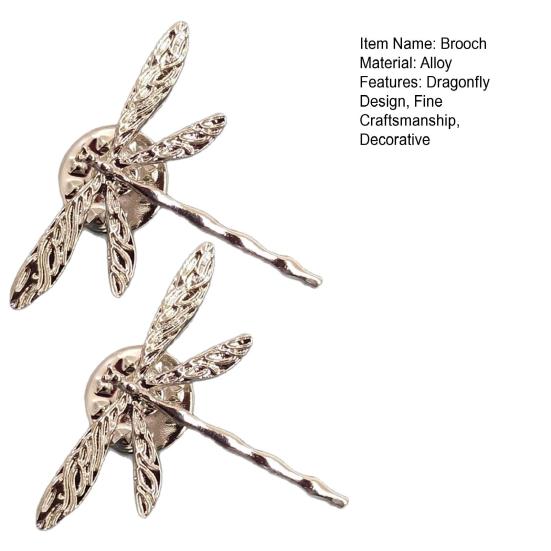 Yousheng 1/2Pcs Women Brooch Pin, Dragonfly Design Decorative Lapel Pin, Practical Accessory for Sweaters Dresses Suits Hats