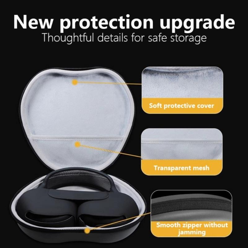Scratchproof Storage Box for Wireless Headphone Protector Case with Mesh Pocket Travel Carrying Pouch Hard Organizers