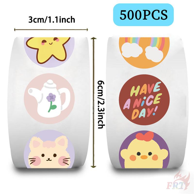 500Pcs/Roll Ins Healing Cartoon Kids Rewards Stickers - DIY Scrapbooks Album Decor Sealing Label Decals