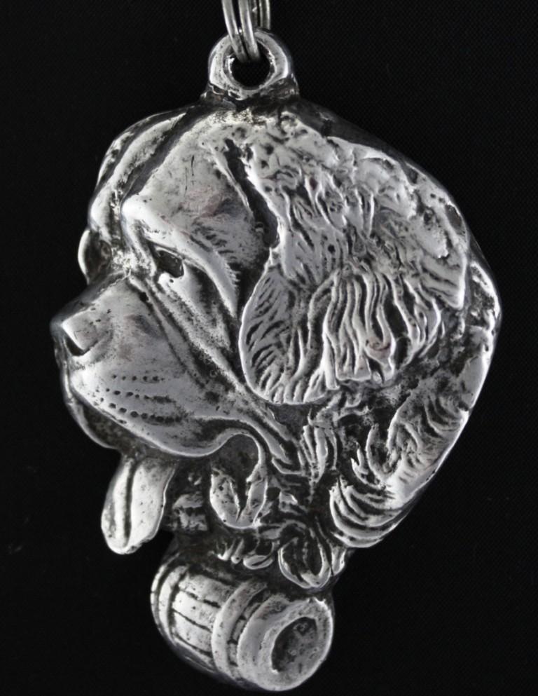 Sf. Bernard, Saint Bernard, Mastiff alpin, Bernhardiner - Colier cu câine, pandantiv placat cu argint pentru fanul câinilor, bijuterii unice marca Art-Dog