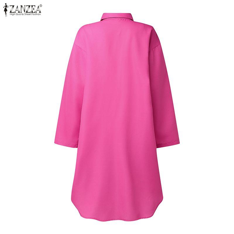 ZANZEA Women Casual Turn Down Collar Long Sleeve Floral Print Loose Shirt Dress