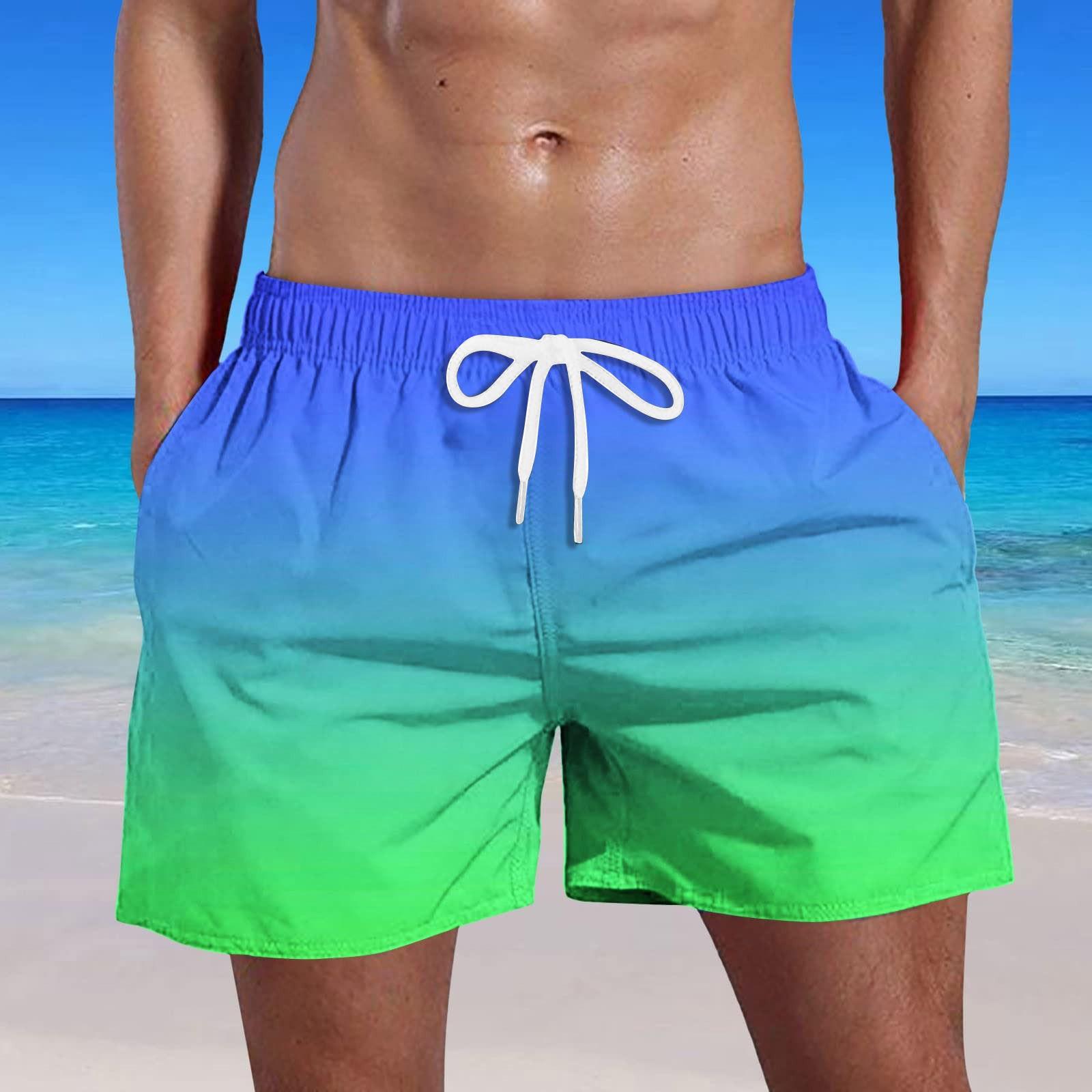 

Чоловічі літні плавки Швидкосихаючі шорти з кишенями та пляжні шорти з градієнтним принтом XXXL