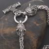 Nordic Viking Wolf Head Thor Hammer Pendant Necklace Men's Accessories