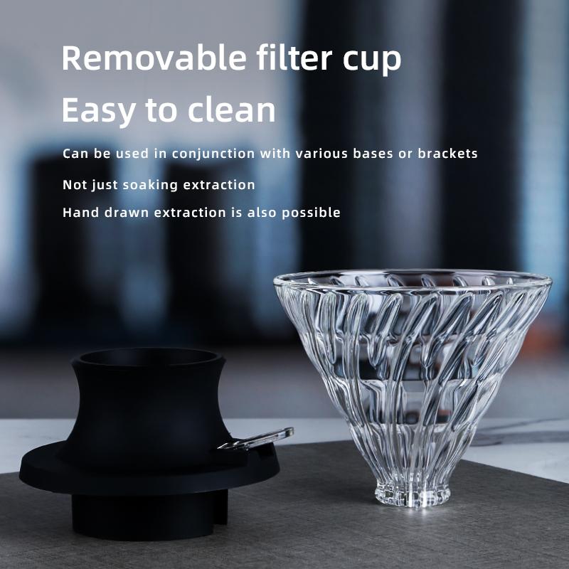 Brand New And High Quality Adjustable Coffee Dripper Coffee Filter Glass With Funnel Coffee Filter Tray