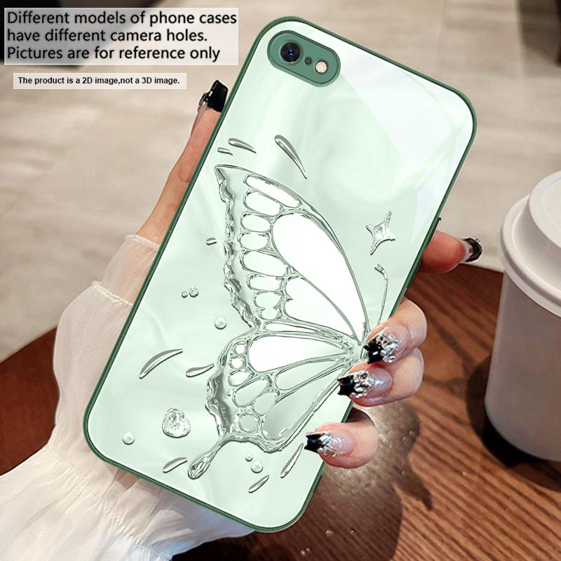 Butterfly of Ice Crystals For iPhone 17 Air 16 E 15 14 13 Plus 12 Mini 11 17 Pro Max XR Xs Max 16E 7 8 Tempered Glass Phone Case