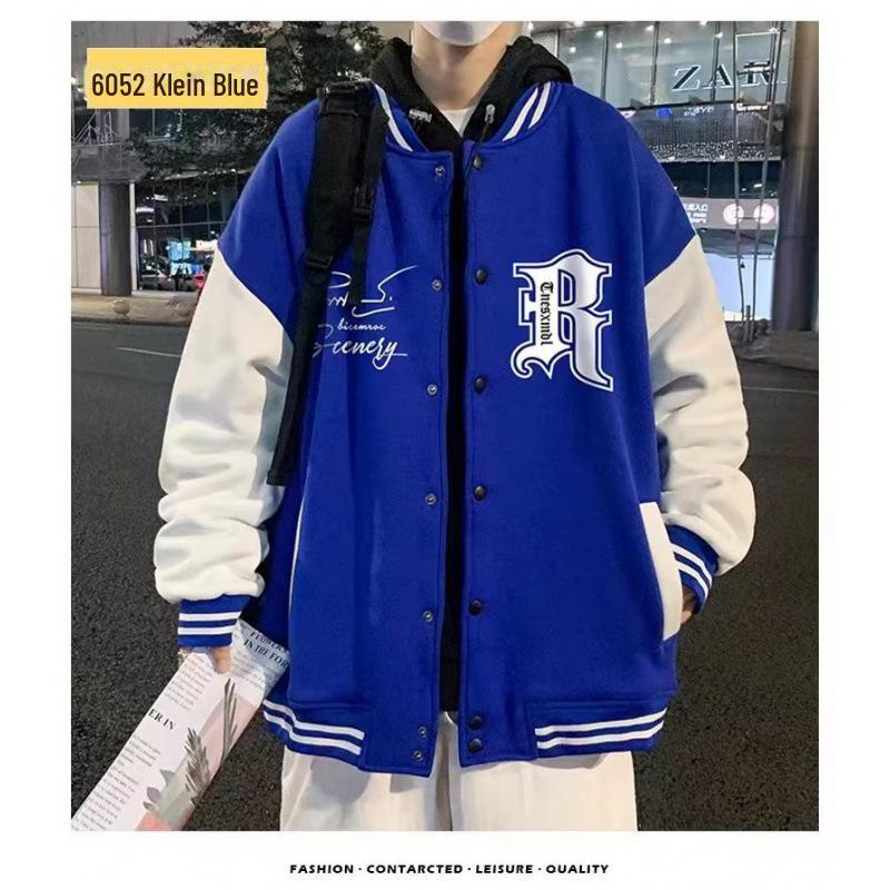 Men's Color-Block Print Baseball Jacket for Students