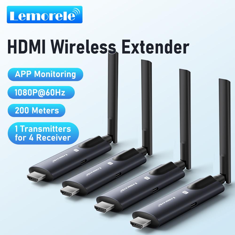 Lemorele 5G 200M Wireless HDMI Transmitter Receiver Meeting Screen sharing Audio Transmitter for Laptop TV Projector Monitor