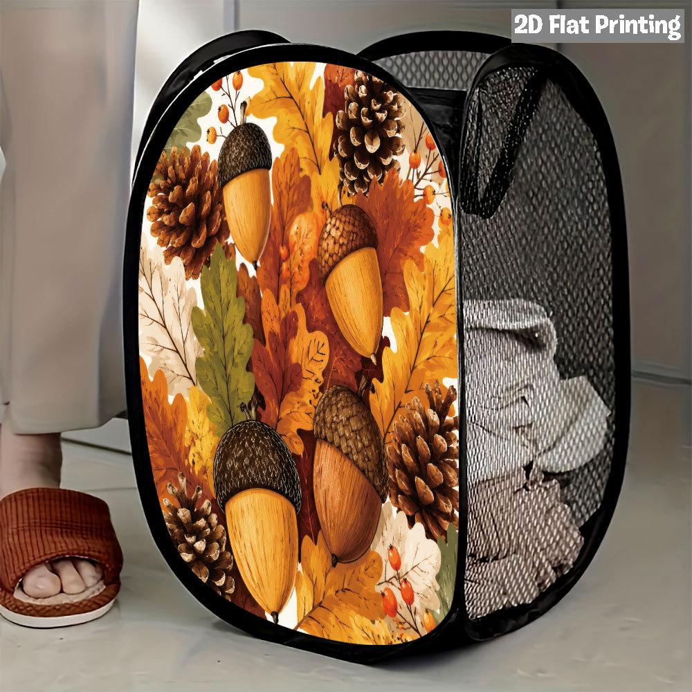 1Pcs Autumn Sunflower Pumpkin Series 6 Pop-Up Laundry Hamper Expandable Mesh Hamper Basket for Room Bedroom Bathroom Organization Contemporary Storage