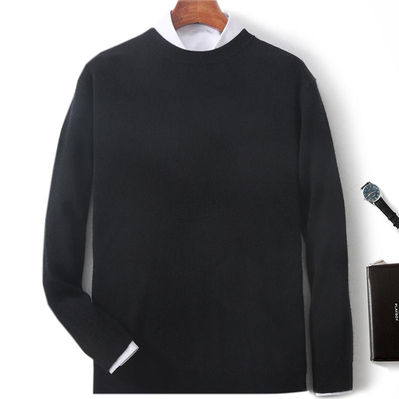 New Semi-turtleneck Cashmere Sweater Men's Thickened Sweater Solid Color Long-sleeved Wool Knitting