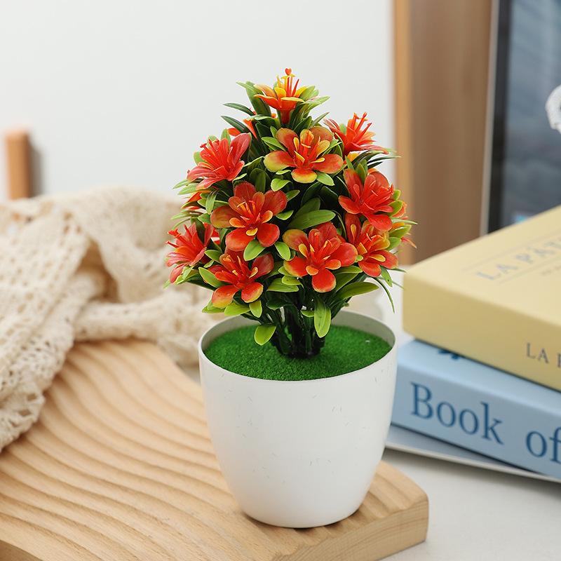 1pc Artificial Potted Plant Small Bonsai Flowers Pot Simulated Tree Ornaments Wedding Home Hotel Office Table Decor Fake Plants