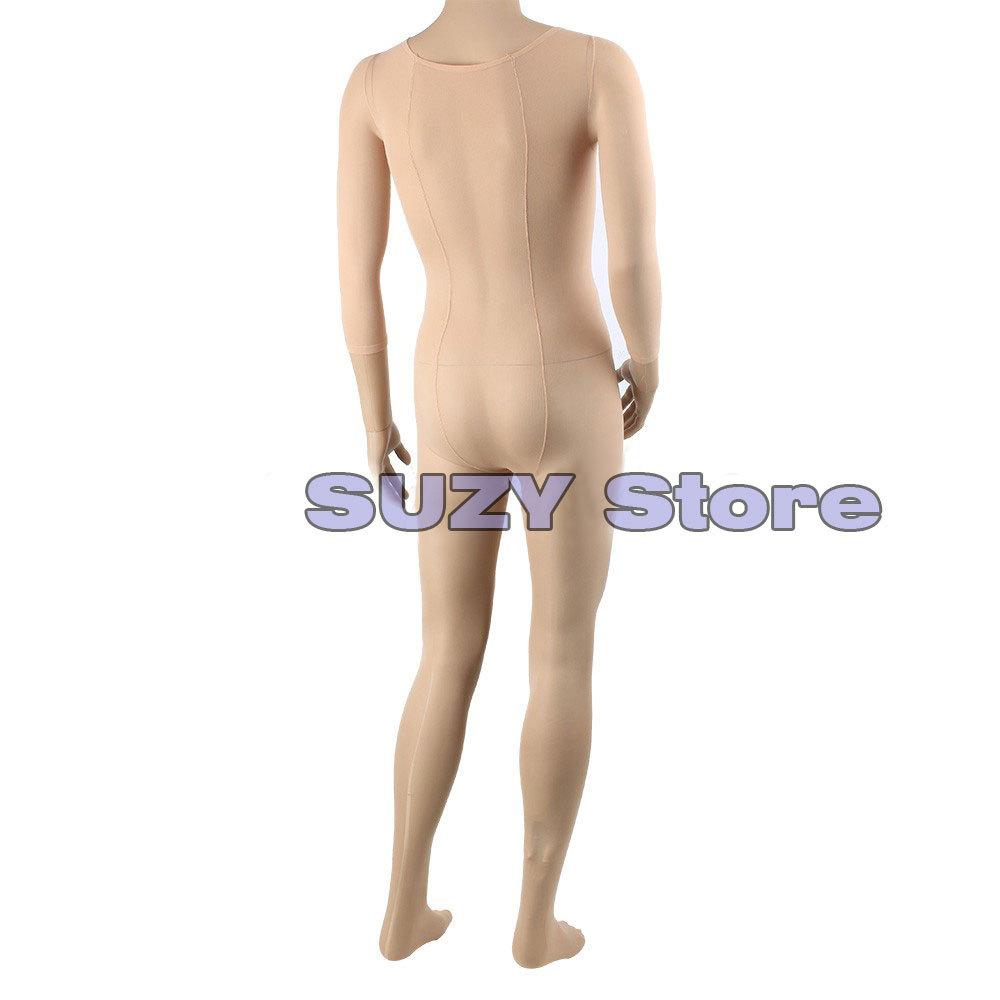 Hot  Unisex Body Stockings Sexy Men'S Body Pantyhose Opened Sheath Sleeve Tight Stocking Crotch Close Black White Beige