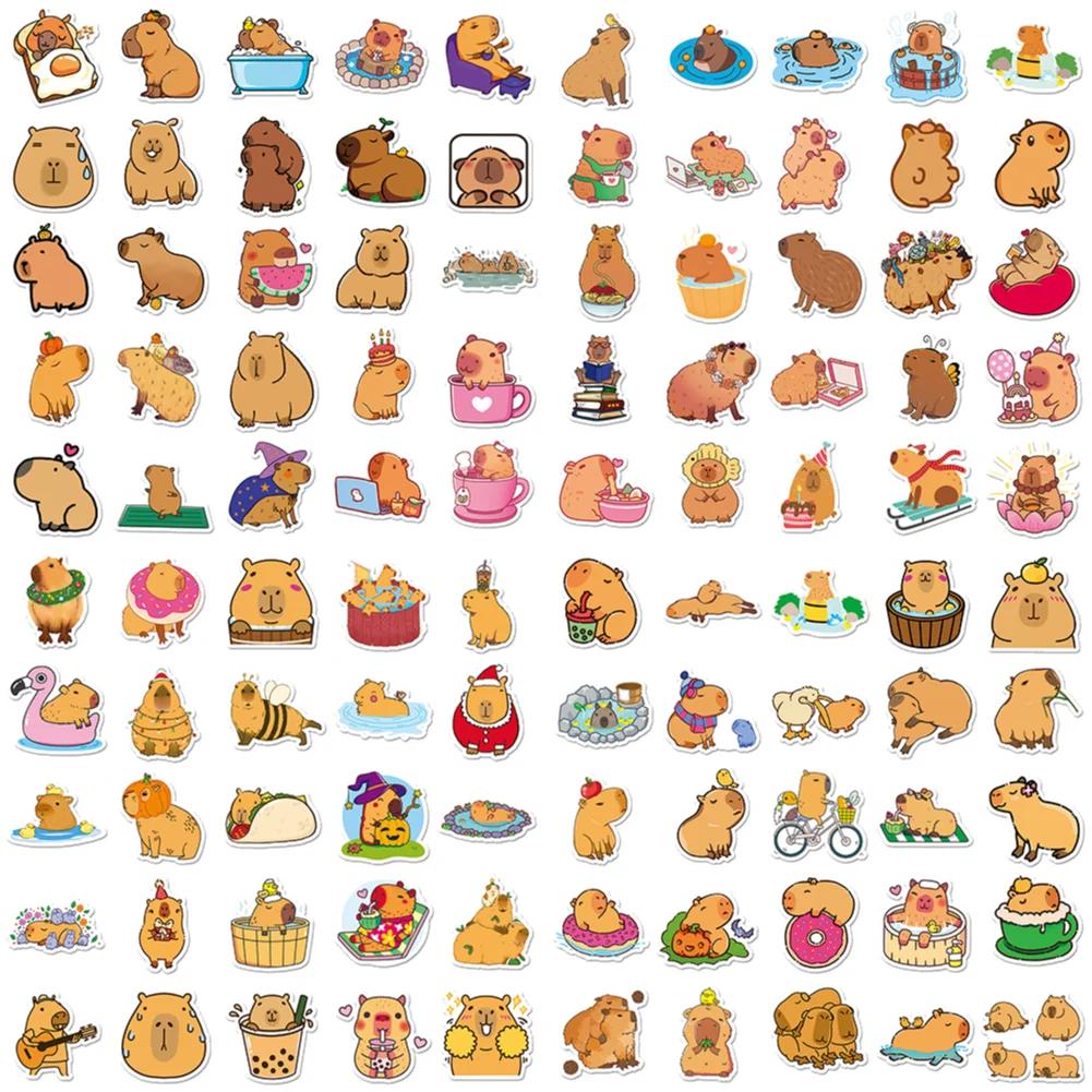 

100/200 шт. Милый стикер с капибарой, животное, мультяшный стикер-граффити, DIY для телефона, гитары, ноутбука, блокнота, чемодана, кружки, водостойкий стикер