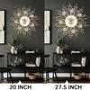 Large Silent Sunflower Shape Wall Clock Iron Metal Modern Non-Ticking Round Dial 27.5 Inch Chic Decorative Clock for Living Roo