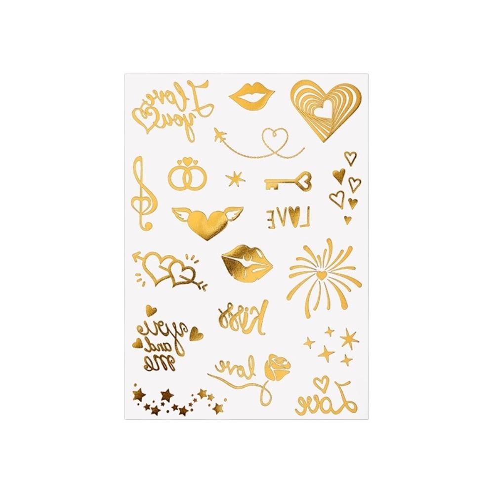 Rose Water Transfer Gold Stamping Tattoo Stickers Fake Waterproof Temporary Tattoo Instant Gold Body Art Sticker Women/Lady/Girl