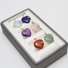 2 Stück, Naturstein Herzanhänger mit künstlichem Diamanten, Boho Reiki Heilkristall Amethyst Achat Edelstein Anhänger für Schmuckherstellung DIY Halskette