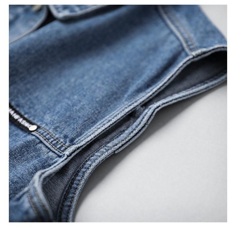 Women's Cowboy Vest Versatile Loose Jacket Spring and Autumn Workwear Pocket Vest Denim