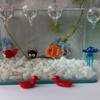 Buntes Aquarium Fisch Ornament Glas Quallen Anhänger Schwimmendes Glas Tropischer Fisch Aquarium