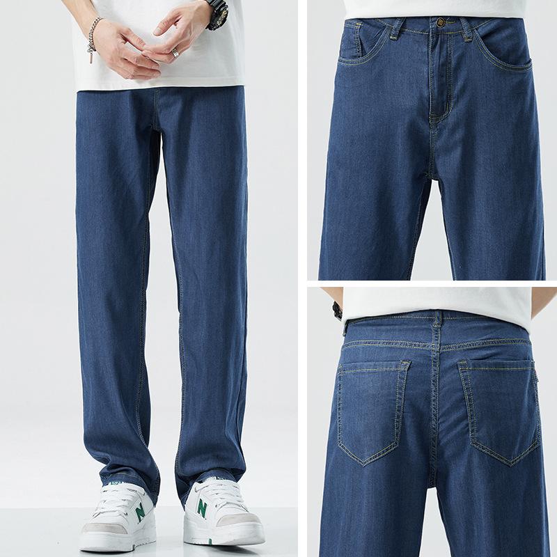 

Tencel Denim Trousers For Men In Summer, Light And Loose, Straight, High-end, Soft, Trendy And Cool, Versatile Wide Legs 42