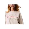 Loose 3D Embroidered Letter Crew Neck Long Sleeve Sweatshirt Women Sweatshirt White 47A201G-100