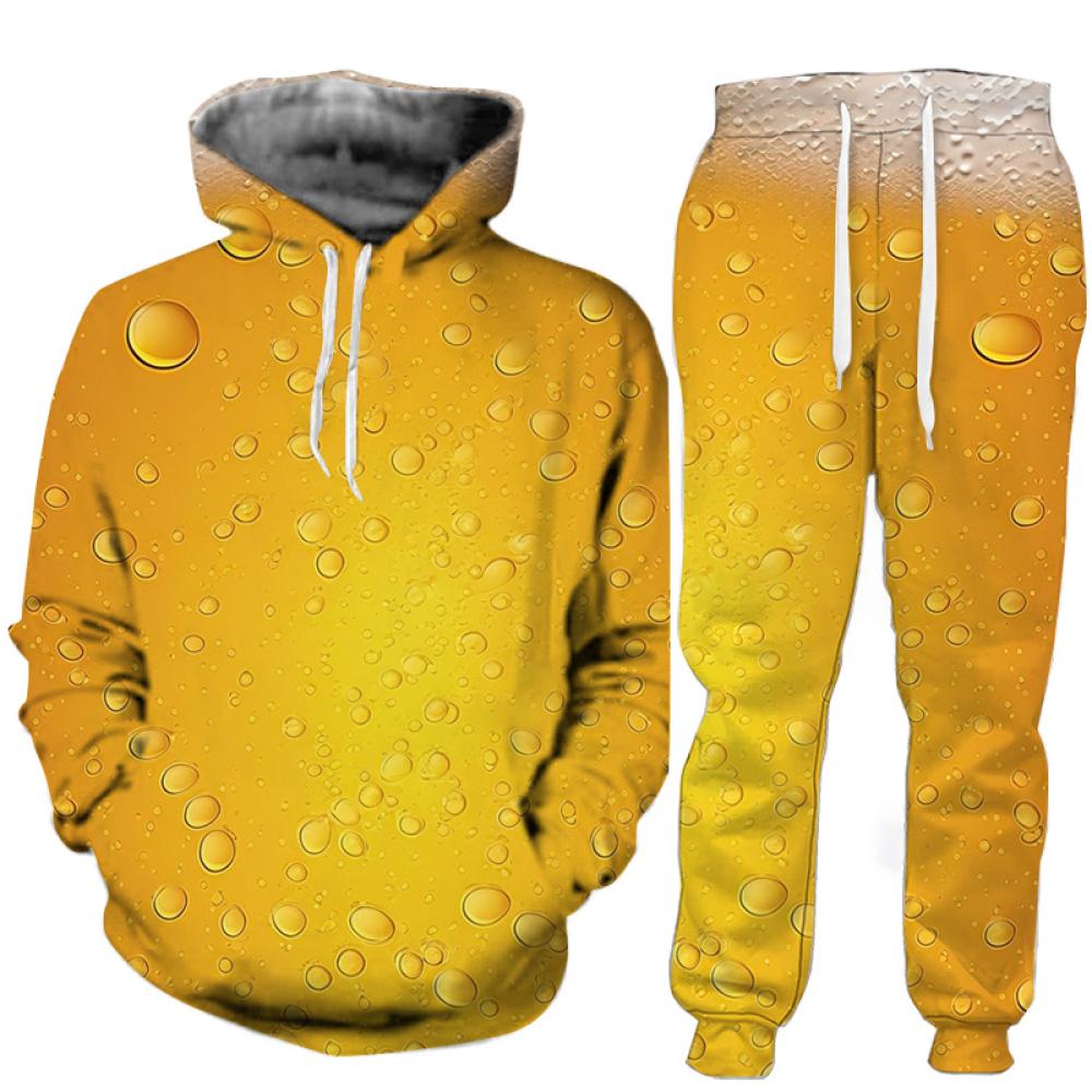 

Пивная пятница, мужские толстовки с 3d принтом, костюм, повседневная толстовка + брюки, комплекты из 2 предметов, спортивный костюм большого размера, весенне-осенняя модная мужская одежда XL