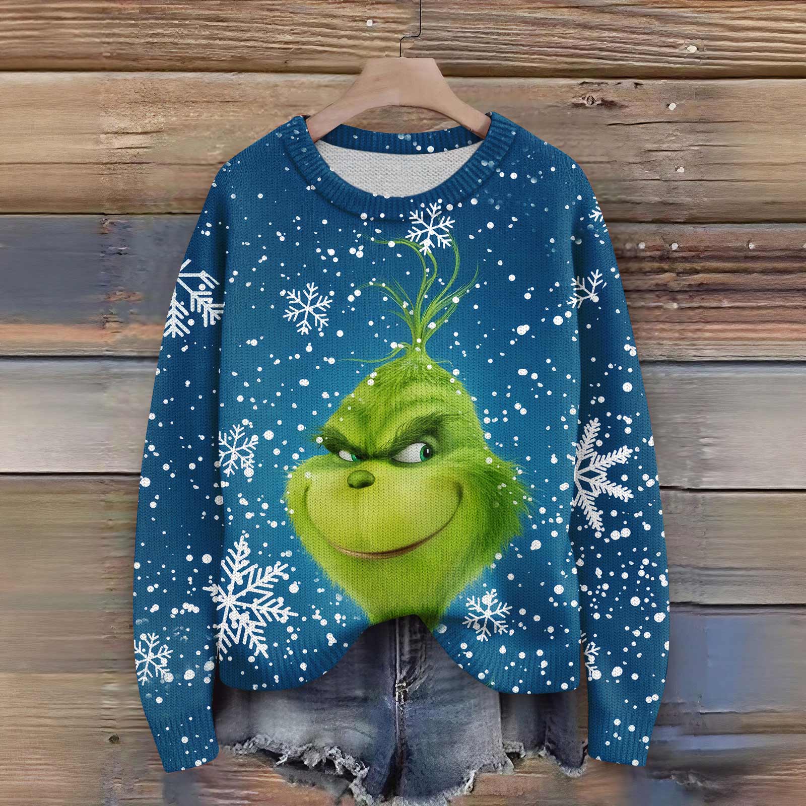 

Пуловеры с длинным рукавом для женщин, с круглым вырезом, повседневные, милые, с принтом, вязаные, оверсайз M синий