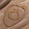 New Huabi Jewelry Retro Temperament Wholesale Retro Electroplating Colored Gold Bead Chain Set Women 5mm