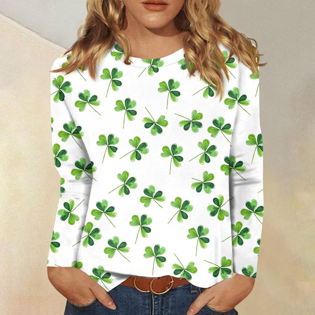 Long Sleeve Shirts For Women Cute Print Graphic Tees Blouses Casual Plus Size Basic Tops Pullover Christmas