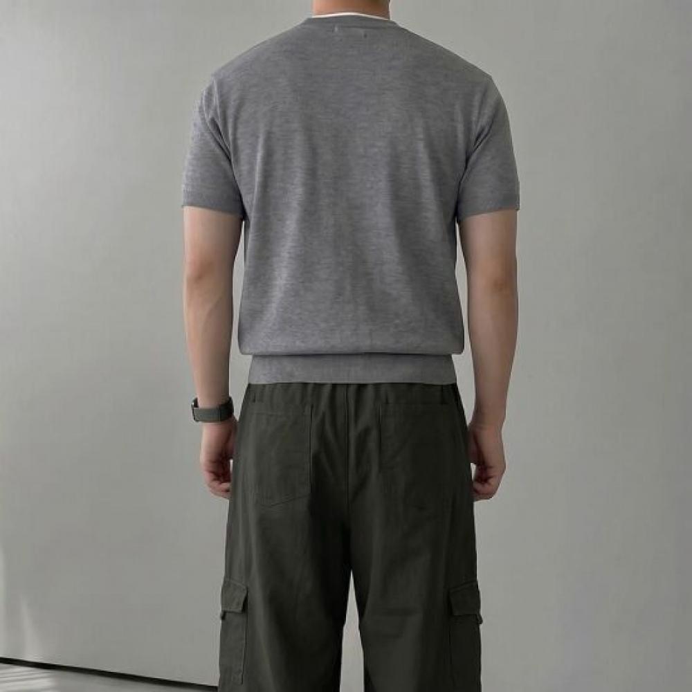 Onl Men S Ringer V Neck Crop Short SleeVe Knit muScle Fit