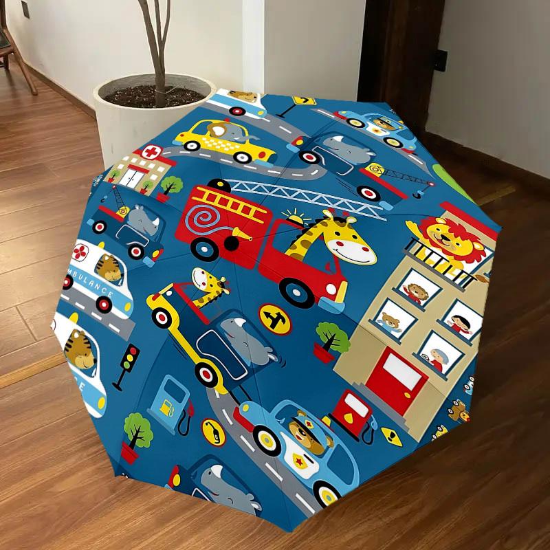 1PC Cars Animals Umbrella-8-Rib Reinforced Portable Folding Travel Suitable for All Seasons Outdoor Daily Use-Z0491