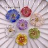 10PCS Mixed 24/31mm Resin Colorful Flower Christmas Decor 1 Hole Flat Back Rhinestone Figurines Art DIY Wedding Scrapbook Crafts