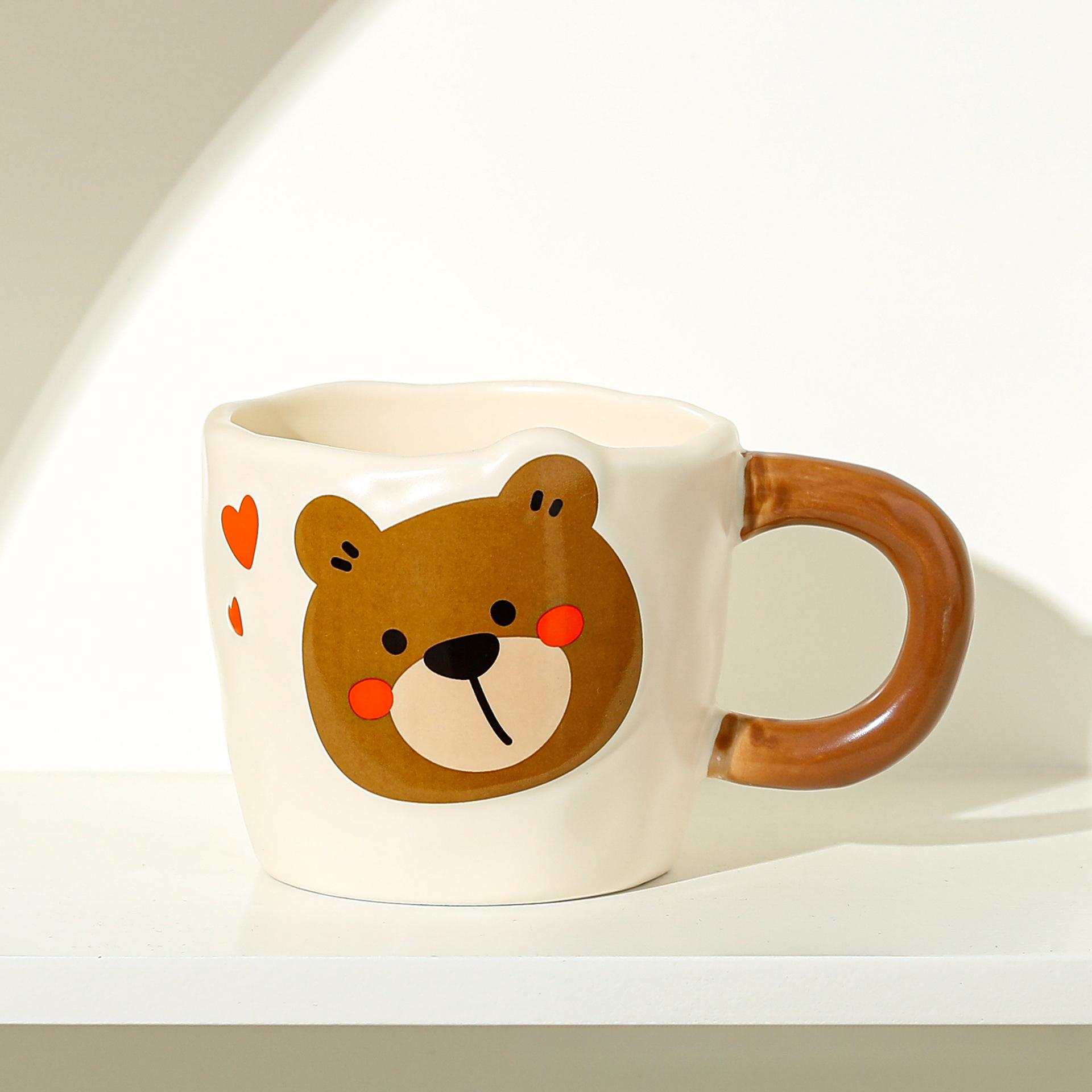 

Милая керамическая чашка с медведем, дорогая кружка с ложкой, пара стаканов для воды, бытовая кофейная чашка, сувенирная подарочная чашка 301-400ml
