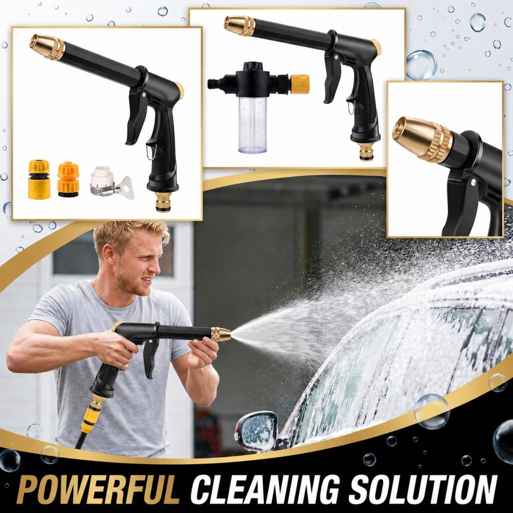 High Pressure Water Spray Gun for Car Washing and Garden Cleaning Adjustable Nozzle Hose Connector Set for Household Use