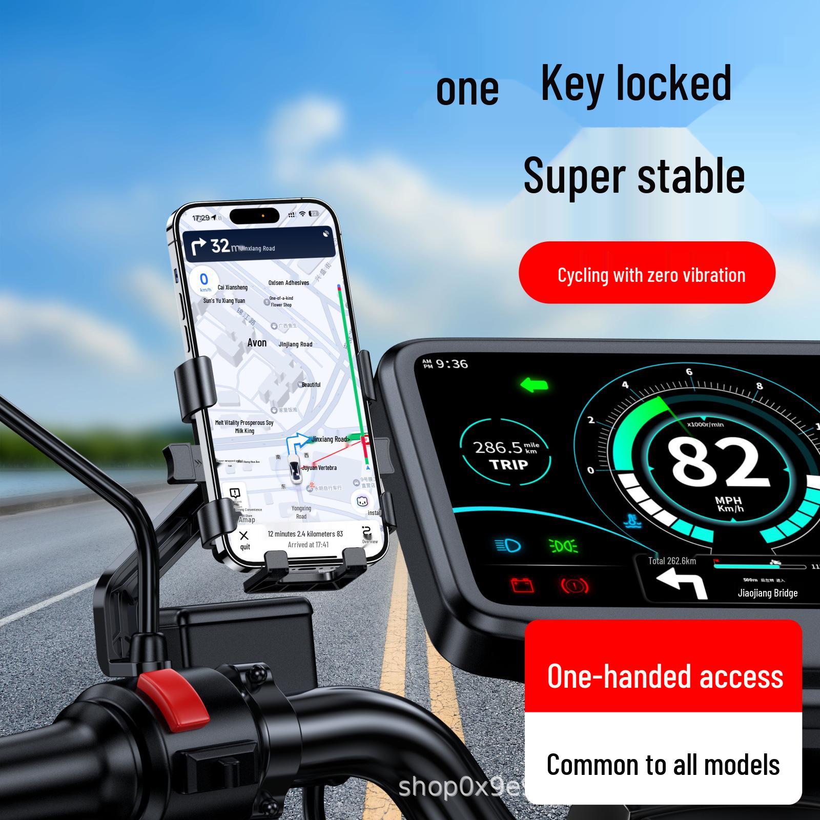 

Shockproof Vibration-Proof Electric Vehicle Phone Holder for Motorcycles, Bicycles, and Food Delivery Riders TH321 Airbag Shockproof Handlebar Version