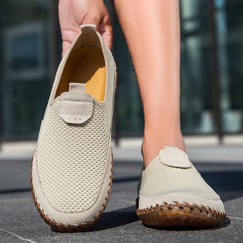 Men's Summer Loafers Breathable Mesh Slip - On Flat Shoes Comfortable Non - Slip Walking Shoes For Outdoor Activities