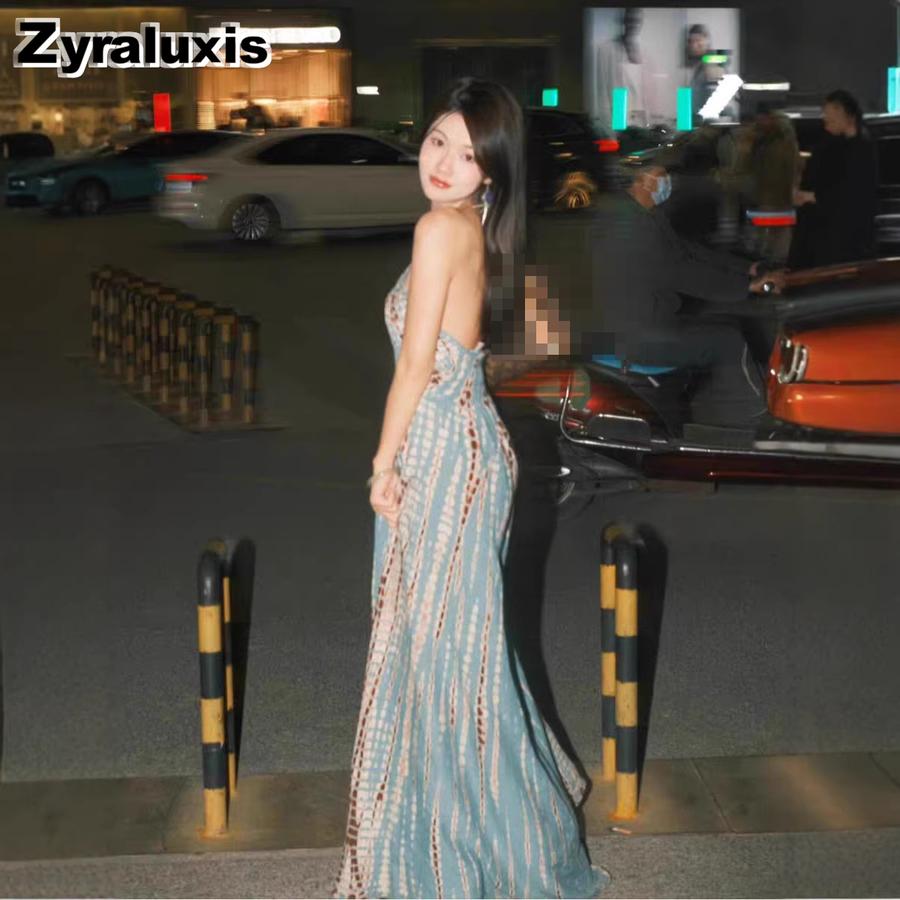 Bannershan Travel Vacation Outfit Women Bohemian Vest Dress Summer Haltern Long Skirt