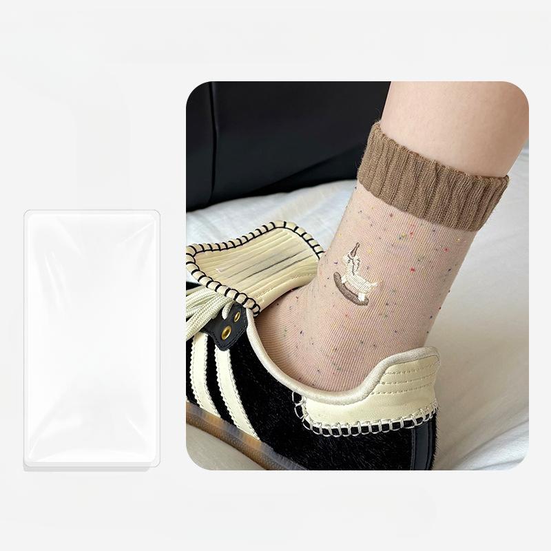 

Женские весенне-осенние модные новые носки-трубы без косточек с вышивкой пряжей и мультяшным принтом в стиле преппи 1 pair