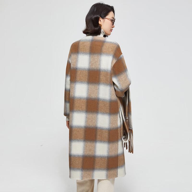 Women's Mid-Length Plaid Double-Sided Wool Coat