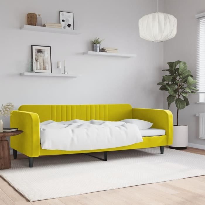 VidaXL Lit de repos jaune 100x200 cm velours 354098
