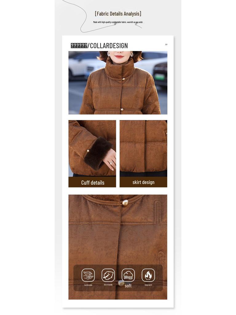 Premium Winter Down Jacket for 45-Year-Old Women: Short, Stylish, Cotton-filled Outerwear