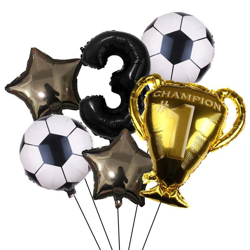 32-inch Digital Football 6-piece Aluminum Film Balloons Set - Birthday Party Gift - World Cup Football Balloons