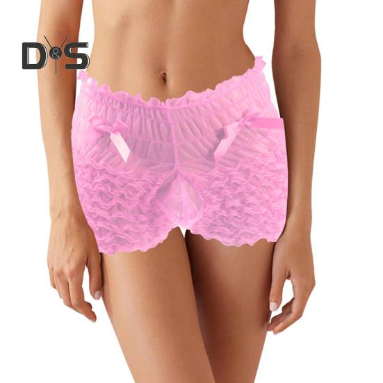 Menn Sexy høy midje undertøy Mesh blonder shorts truser med sløyfedekor ensfarget truser med høy midje